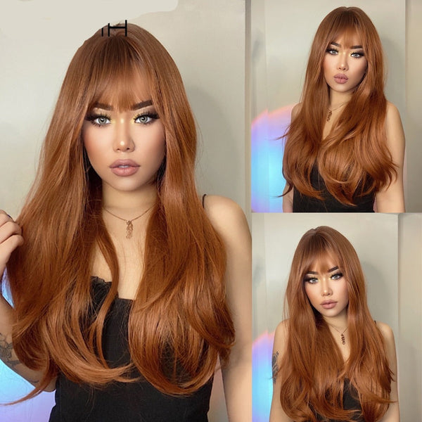 Red Brown Copper Ginger Long Wigs