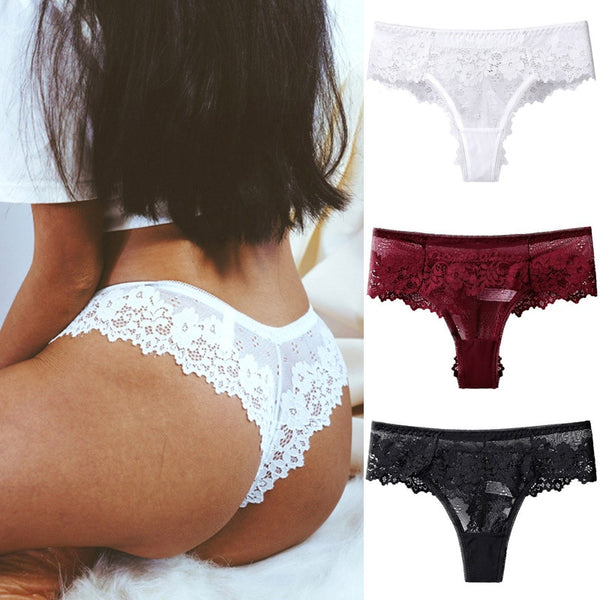 Sexy Black Lace Panties Women Low-waist Underwear