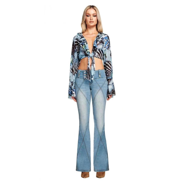 Spicy high-waisted thin bell-bottom jean