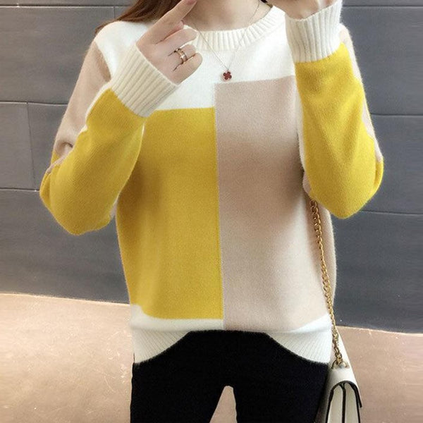 Patchwork Knitted Warm Sweater