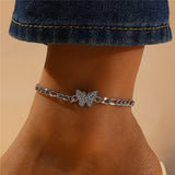 Butterfly Anklet Rhinestone Chain