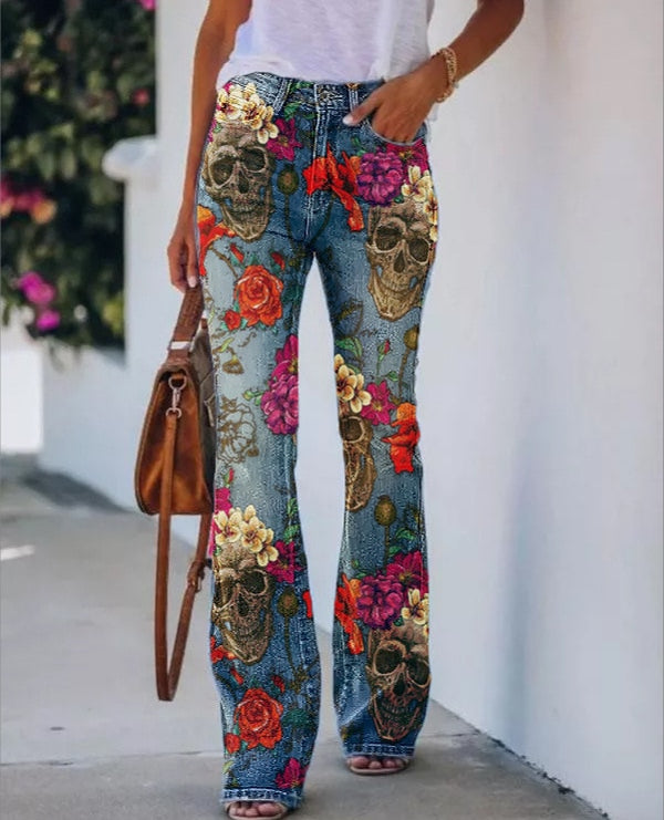 Women's Floral Printed Jeans