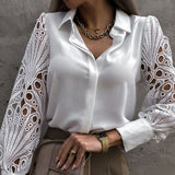 Hollow Out Button Elegant Blouse