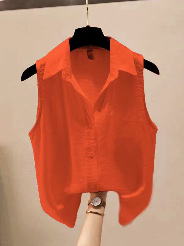 Sleeveless Chiffon Crepe Blouse