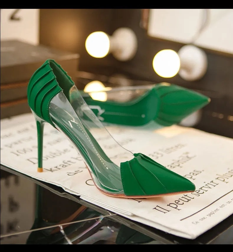 High Heels Women Green Party Shoes