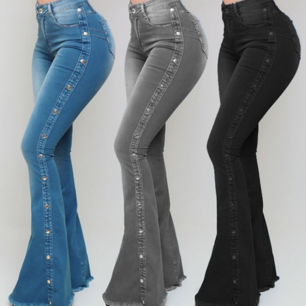 Mid Waisted Stretch Flare Jeans