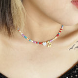 Initial Necklace for Women Heart Name Choker