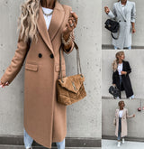 Long Suit Collar Woolen Coat Women